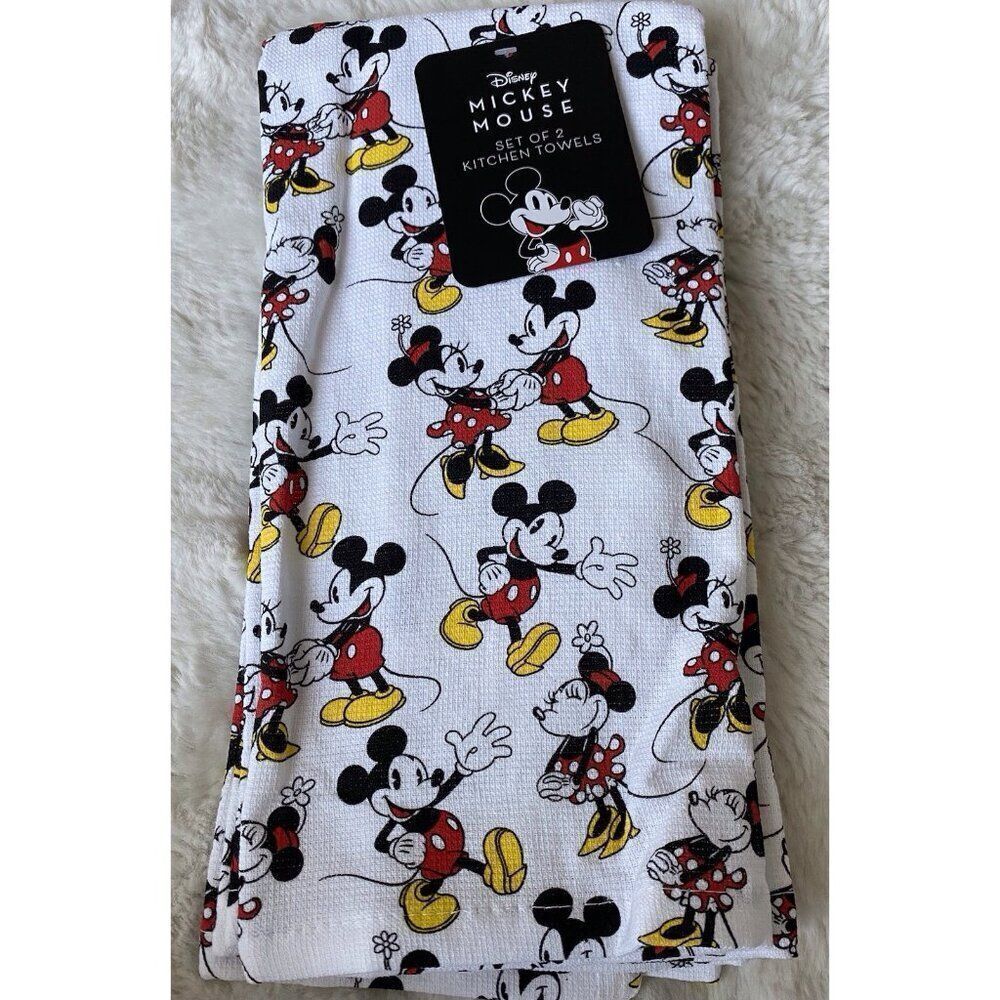 2 Pack Disney Mickey Minnie Mouse Classic Kitchen Towels 16 X 26”‎ NEW